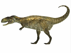 Prehistoric Creature Prints: Abelisaurus dinosaur, white background