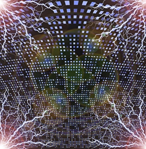 Space Art Illustrations Prints: Abstract pattern with lightnings
