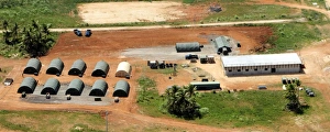 Aerial overview of the 554th Red Horse field training exercise campsite Aerial overview of the 554th Red Horse field training exercise campsite