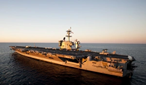 The aircraft carrier USS Carl Vinson is underway in the Pacific Ocean The aircraft carrier USS Carl Vinson is underway in the Pacific Ocean
