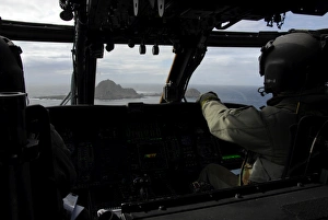 Aircrews approach Farallon Island off the coast of San Francisco, California Aircrews approach Farallon Island off the coast of San Francisco, California