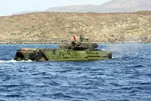 Aav 7a1 Collection: Amphibious assault vehicle crewmen conduct a water gunnery range at a Djibouti beach