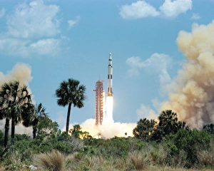 The Apollo 16 space vehicle is launched from Kennedy Space Center The Apollo 16 space vehicle is launched from Kennedy Space Center