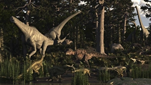 Artists concept of fauna that was dominant in the early Cretaceous period Artists concept of fauna that was dominant in the early Cretaceous period