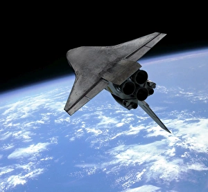 Artists concept of a space shuttle entering Earth orbit Artists concept of a space shuttle entering Earth orbit