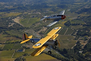 AT-6 Texan and Stearman PT-17 flying over Santa Rosa, California AT-6 Texan and Stearman PT-17 flying over Santa Rosa, California