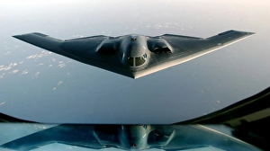 A B-2 Spirit takes on fuel from a KC-135 Stratotanker A B-2 Spirit takes on fuel from a KC-135 Stratotanker