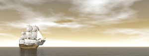 A beautiful old merchant ship sailing in the ocean A beautiful old merchant ship sailing in the ocean