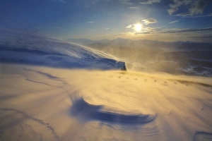 A blizzard on Toviktinden Mountain in Troms County, Norway A blizzard on Toviktinden Mountain in Troms County, Norway