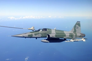 Brazilian Air Force F-5EM fighter during in-flight refuelling Brazilian Air Force F-5EM fighter during in-flight refuelling