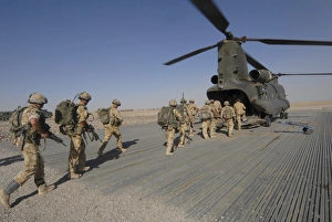 British paratroopers board a CH-47 Chinook helicopter British paratroopers board a CH-47 Chinook helicopter