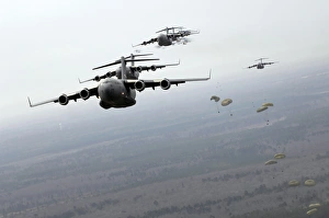 C-17 Globemaster IIIs participate in a large formation exercise C-17 Globemaster IIIs participate in a large formation exercise