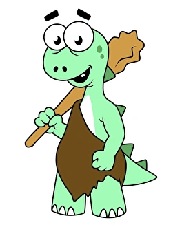 Cartoon illustration of a Tyrannosaurus Rex caveman Cartoon illustration of a Tyrannosaurus Rex caveman