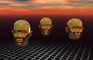 Science Fiction Concept Prints: A central computer brain interlinked with every computer on the planet