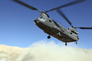 A CH-47 Chinook prepares to land A CH-47 Chinook prepares to land