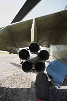 Close-up view of the rocket pod on an Mi-35 attack helicopter Close-up view of the rocket pod on an Mi-35 attack helicopter