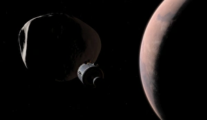 A command module begins a close approach to Phobos A command module begins a close approach to Phobos