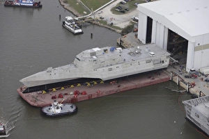 The Coronado littoral combat ship is rolled out at the assembly bay The Coronado littoral combat ship is rolled out at the assembly bay