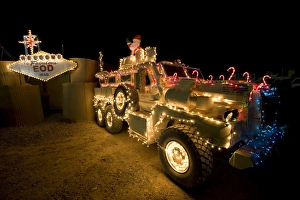 Cougar Mine Resistant Ambush Protected Vehicle adorned in holiday lights Cougar Mine Resistant Ambush Protected Vehicle adorned in holiday lights