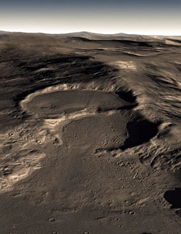 Mars Geological Formations Prints: Three craters in the eastern Hellas region of Mars