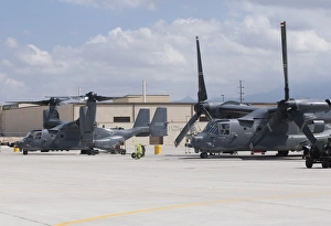 Two CV-22 Osprey aircraft on the ramp at Kirtland Air Force Base Two CV-22 Osprey aircraft on the ramp at Kirtland Air Force Base