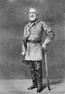 American Civil War Leader Prints: Digitally restored vector portrait of General Robert E