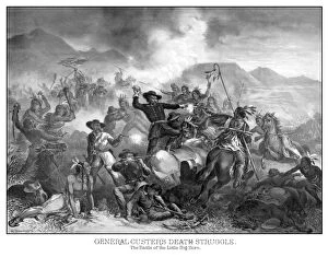 World War Propaganda Poster Art Collection: Digitally restored vintage military print featuring The Battle of Little Bighorn