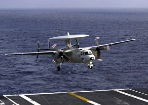 An E-2C Hawkeye approaches the flight deck aboard USS Nimitz An E-2C Hawkeye approaches the flight deck aboard USS Nimitz