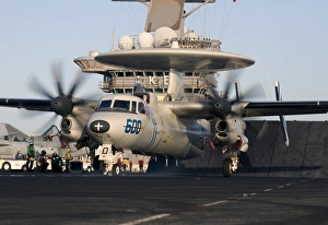 An E-2C Hawkeye during flight operations on USS Dwight D. Eisenhower An E-2C Hawkeye during flight operations on USS Dwight D. Eisenhower