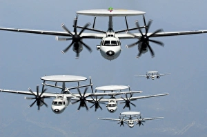 E-2C Hawkeyes perform a formation flight in front of Mount Fuji, Japan E-2C Hawkeyes perform a formation flight in front of Mount Fuji, Japan