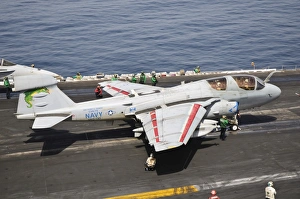 An EA-6B Prowler is ready to go from the flight deck of USS Harry S. Truman An EA-6B Prowler is ready to go from the flight deck of USS Harry S. Truman