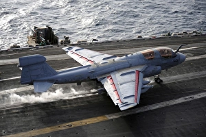 An EA-6B Prowler takes off from the aircraft carrier USS Enterprise An EA-6B Prowler takes off from the aircraft carrier USS Enterprise