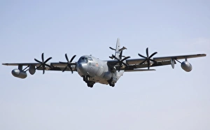 An EC-130J Commando Solo aircraft prepares to land An EC-130J Commando Solo aircraft prepares to land