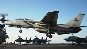 An F-14D Tomcat prepares to land on the flight deck of USS Theodore Roosevelt An F-14D Tomcat prepares to land on the flight deck of USS Theodore Roosevelt