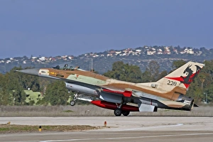 An F-16A Netz of the Israeli Air Force landing at Ramat David Air Force Base An F-16A Netz of the Israeli Air Force landing at Ramat David Air Force Base