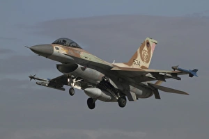 An F-16C Barak of the Israeli Air Force prepares for landing An F-16C Barak of the Israeli Air Force prepares for landing