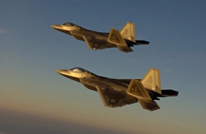 F-22A Raptors fly over Langley Air Force Base, Virginia F-22A Raptors fly over Langley Air Force Base, Virginia