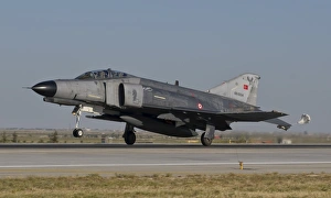 An F-4 Phantom of the Turkish Air Force lands at Konya Air Base, Turkey An F-4 Phantom of the Turkish Air Force lands at Konya Air Base, Turkey
