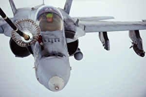 An F/A-18 Super Hornet receives fuel over Afghanistan An F/A-18 Super Hornet receives fuel over Afghanistan