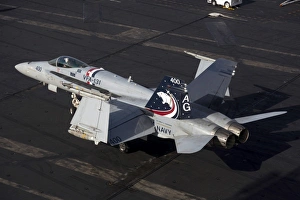 An F/A-18C Hornet on the flight deck of USS Dwight D. Eisenhower An F/A-18C Hornet on the flight deck of USS Dwight D. Eisenhower