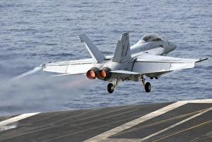 An F/A-18F Super Hornet launches from the aircraft carrier USS Ronald Reagan An F/A-18F Super Hornet launches from the aircraft carrier USS Ronald Reagan