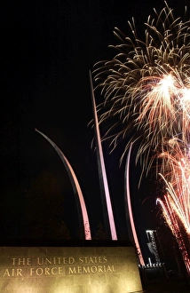 Fireworks light up the Air Force Memorial at Arlington, Virginia Fireworks light up the Air Force Memorial at Arlington, Virginia