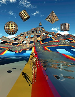 Futuristic Three-Dimensional World Print