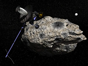 Galileo spacecraft discovering asteroid 243 Ida and its moon, Dactyl Galileo spacecraft discovering asteroid 243 Ida and its moon, Dactyl