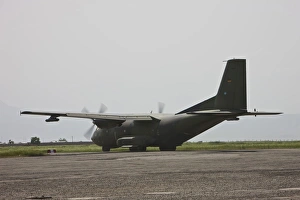 A German Air Force Transall C-160 taxis on the runway A German Air Force Transall C-160 taxis on the runway