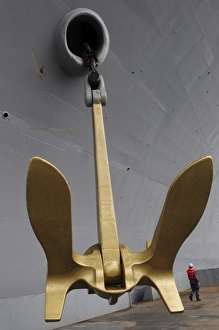 Golden Anchors are installed on the aircraft carrier USS Ronald Reagan Golden Anchors are installed on the aircraft carrier USS Ronald Reagan