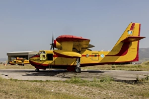 A Hellenic Air Force Canadair CL-215 firefighting aircraft A Hellenic Air Force Canadair CL-215 firefighting aircraft