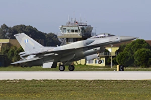 Hellenic Air Force F-16D Block 52 landing at Araxos Air Base Hellenic Air Force F-16D Block 52 landing at Araxos Air Base