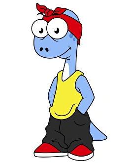 Illustration of a Brontosaurus dressed in hip hop clothing Illustration of a Brontosaurus dressed in hip hop clothing