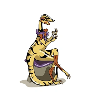 Illustration of an Iguanodon polishing her nails Illustration of an Iguanodon polishing her nails